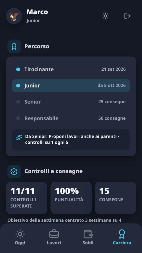 La carriera nell'app 13–17